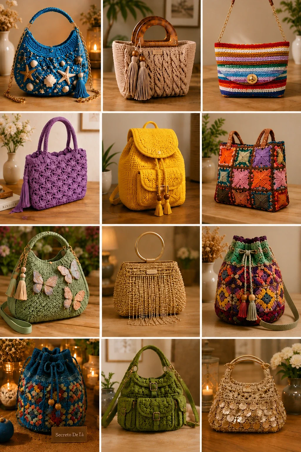 Más de 275 modelos de bolsos a crochet — todos los estilos