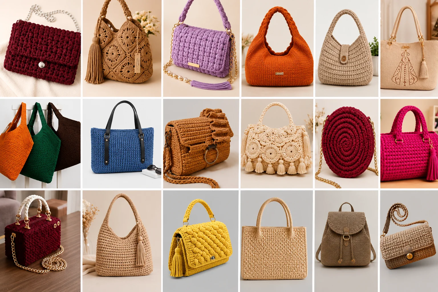 Variedad de modelos — La Mayor Biblioteca de Bolsos a Crochet